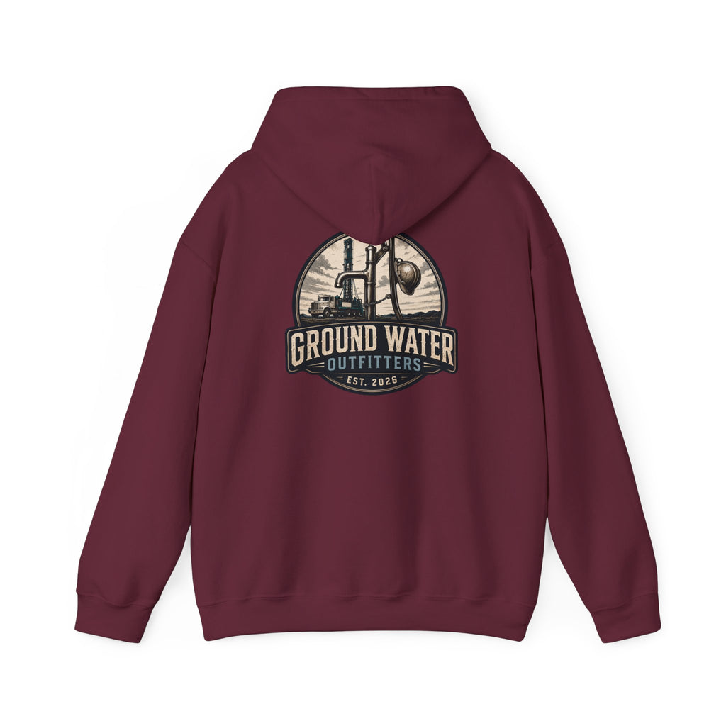 Fishing Hoodie — 'Groundwater Outfitters' Logo & 'Drill Baby Drill' Graphic Pullover