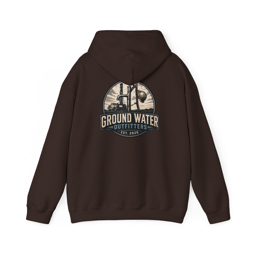Fishing Hoodie — 'Groundwater Outfitters' Logo & 'Drill Baby Drill' Graphic Pullover