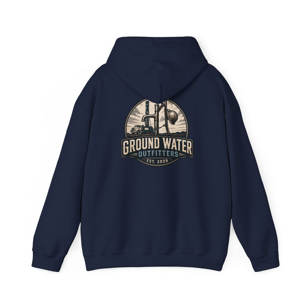 Fishing Hoodie — 'Groundwater Outfitters' Logo & 'Drill Baby Drill' Graphic Pullover
