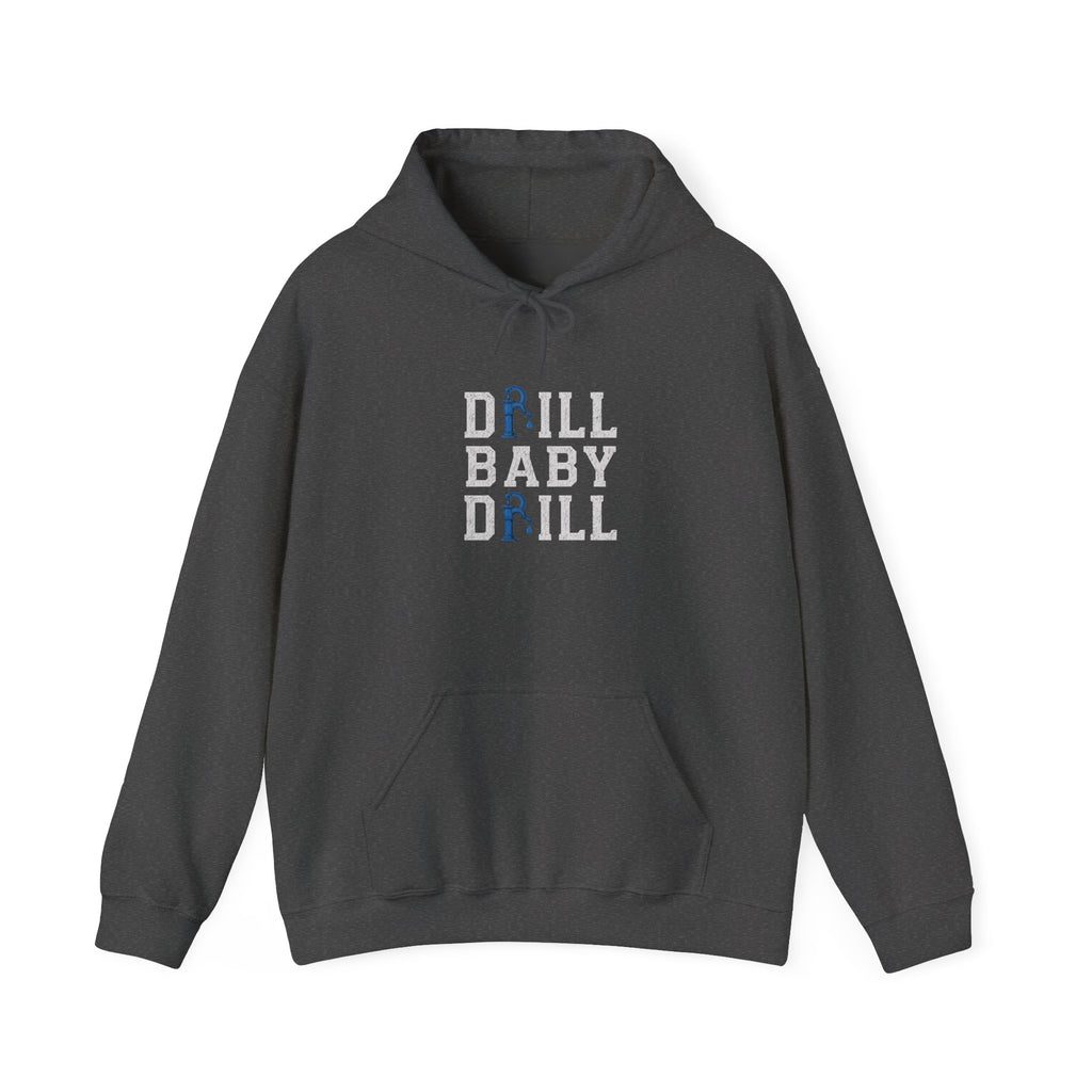 Fishing Hoodie — 'Groundwater Outfitters' Logo & 'Drill Baby Drill' Graphic Pullover