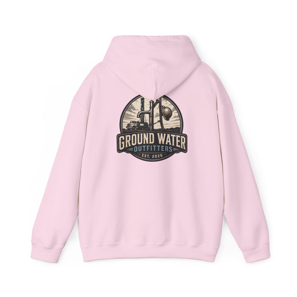 Fishing Hoodie — 'Groundwater Outfitters' Logo & 'Drill Baby Drill' Graphic Pullover