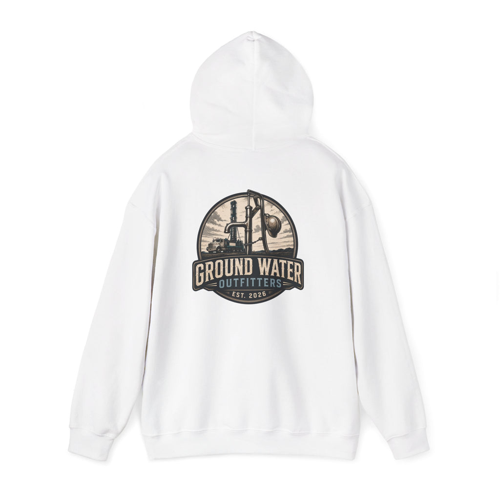 Fishing Hoodie — 'Groundwater Outfitters' Logo & 'Drill Baby Drill' Graphic Pullover