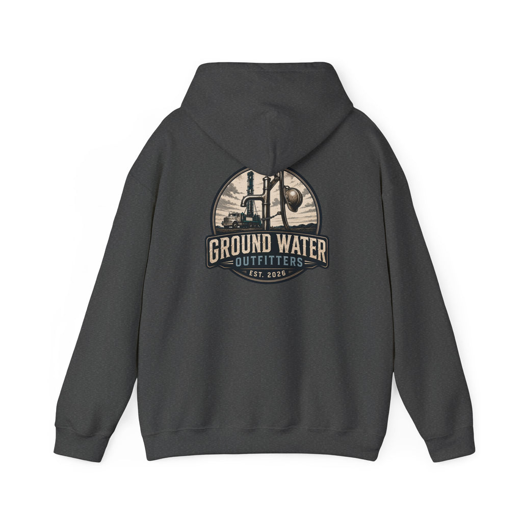 Fishing Hoodie — 'Groundwater Outfitters' Logo & 'Drill Baby Drill' Graphic Pullover