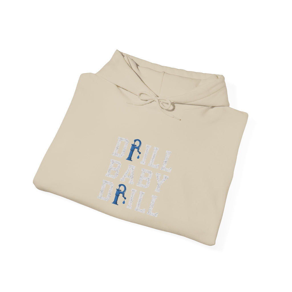 Fishing Hoodie — 'Groundwater Outfitters' Logo & 'Drill Baby Drill' Graphic Pullover