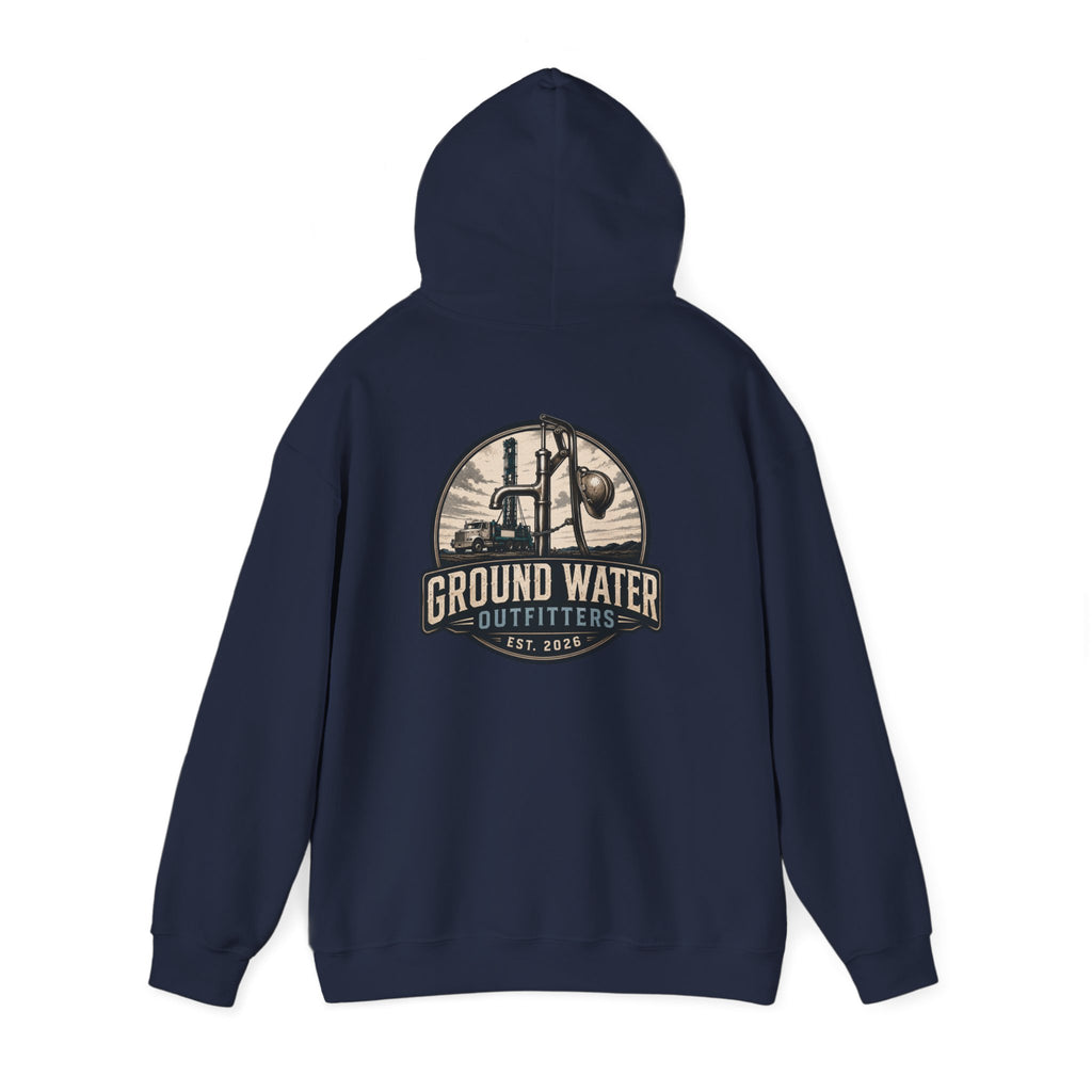 Fishing Hoodie — 'Groundwater Outfitters' Logo & 'Drill Baby Drill' Graphic Pullover