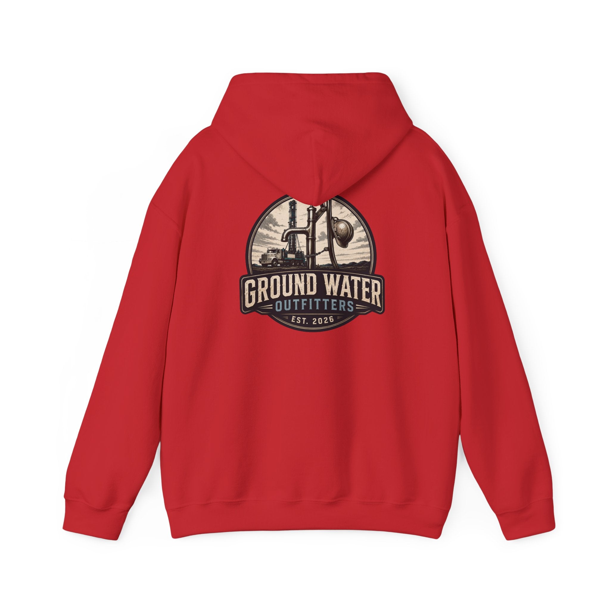 Fishing Hoodie — 'Groundwater Outfitters' Logo & 'Drill Baby Drill' Graphic Pullover