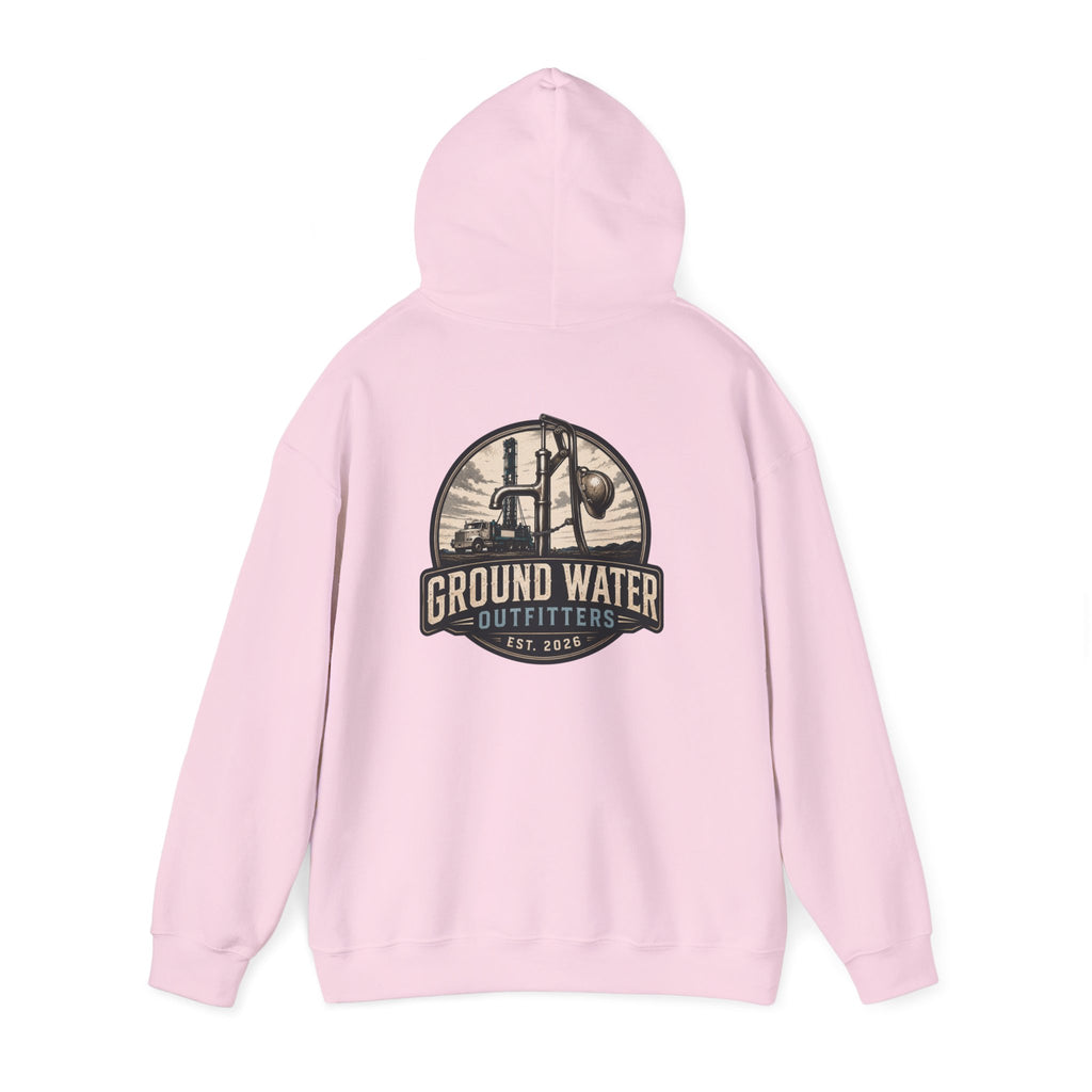 Fishing Hoodie — 'Groundwater Outfitters' Logo & 'Drill Baby Drill' Graphic Pullover