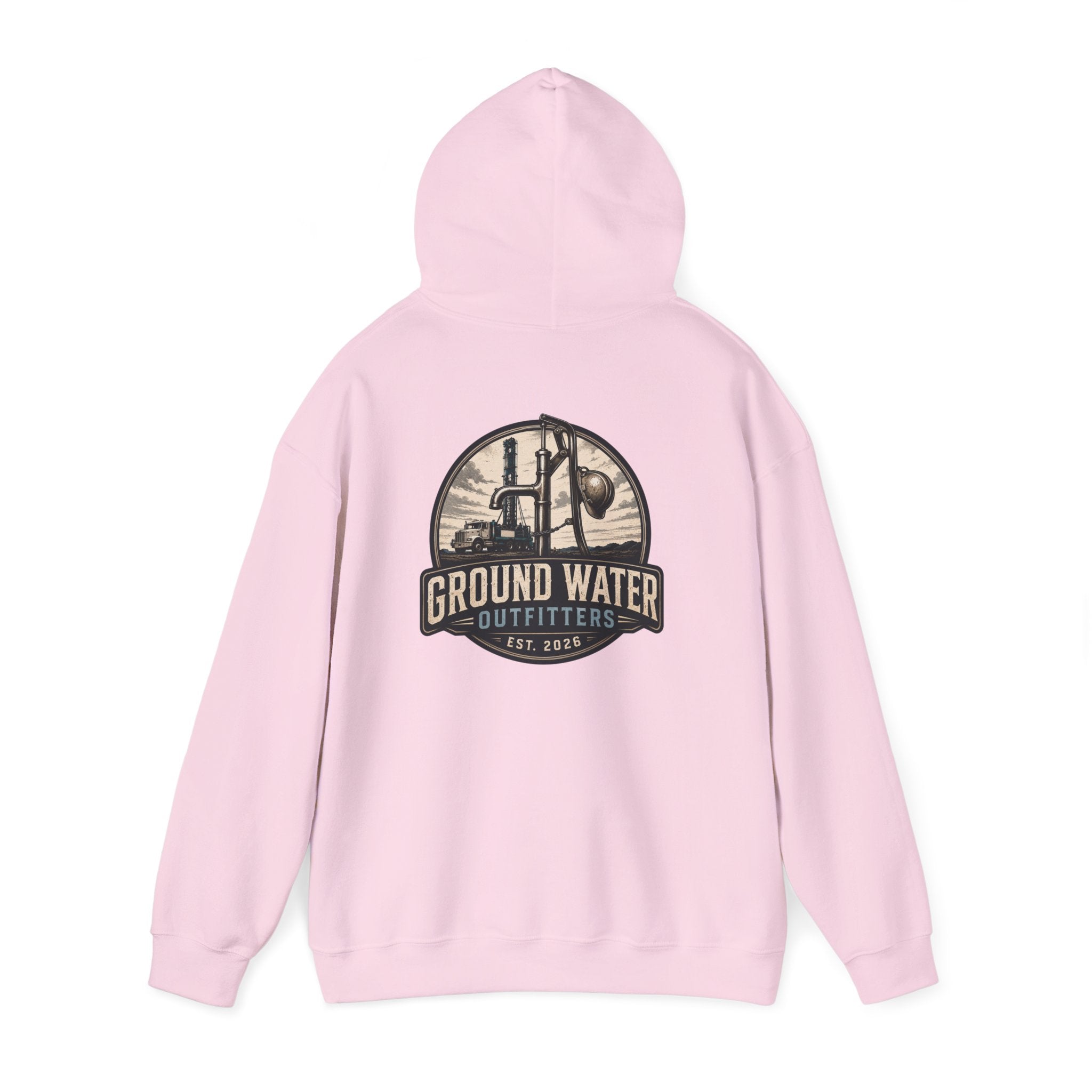 Fishing Hoodie — 'Groundwater Outfitters' Logo & 'Drill Baby Drill' Graphic Pullover