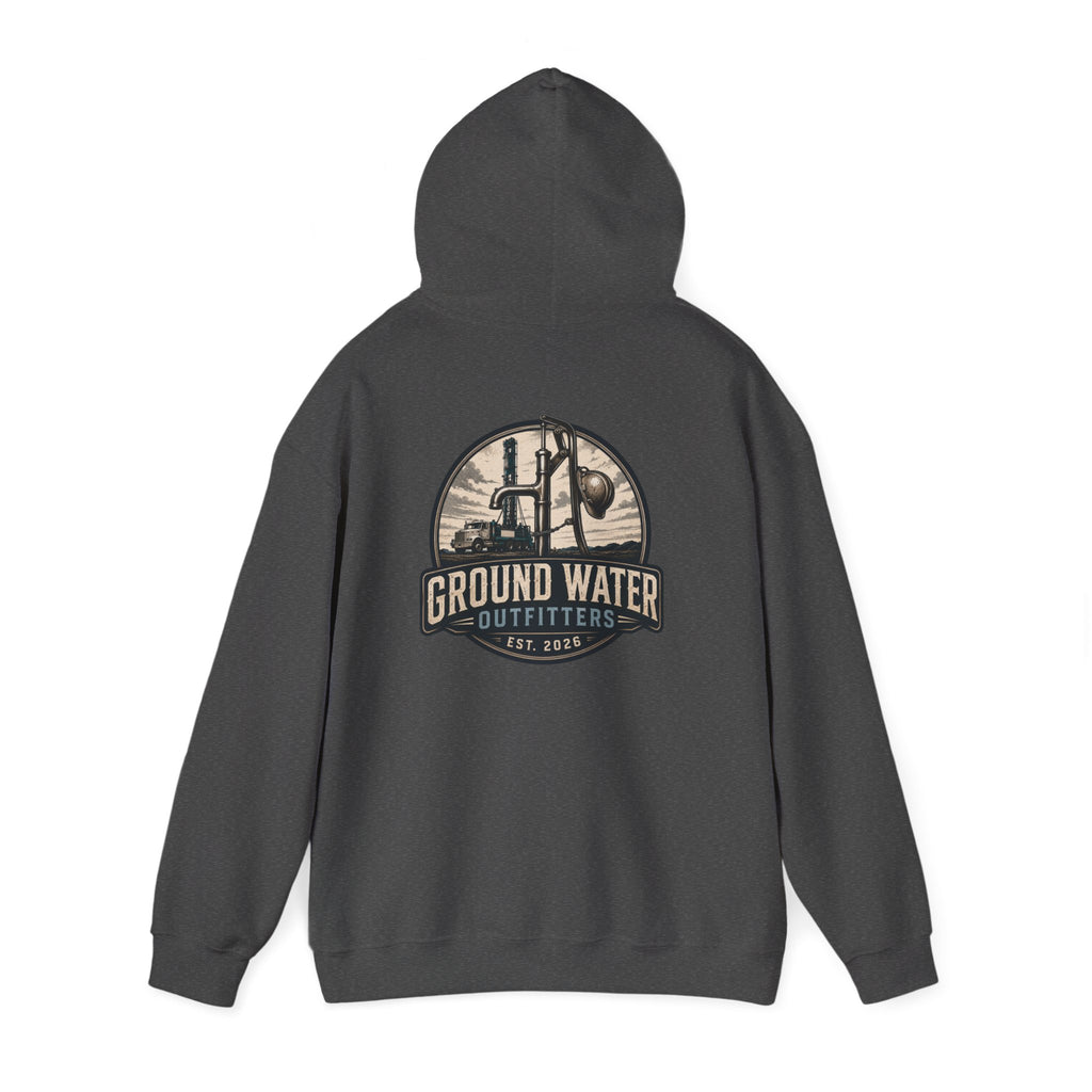 Fishing Hoodie — 'Groundwater Outfitters' Logo & 'Drill Baby Drill' Graphic Pullover