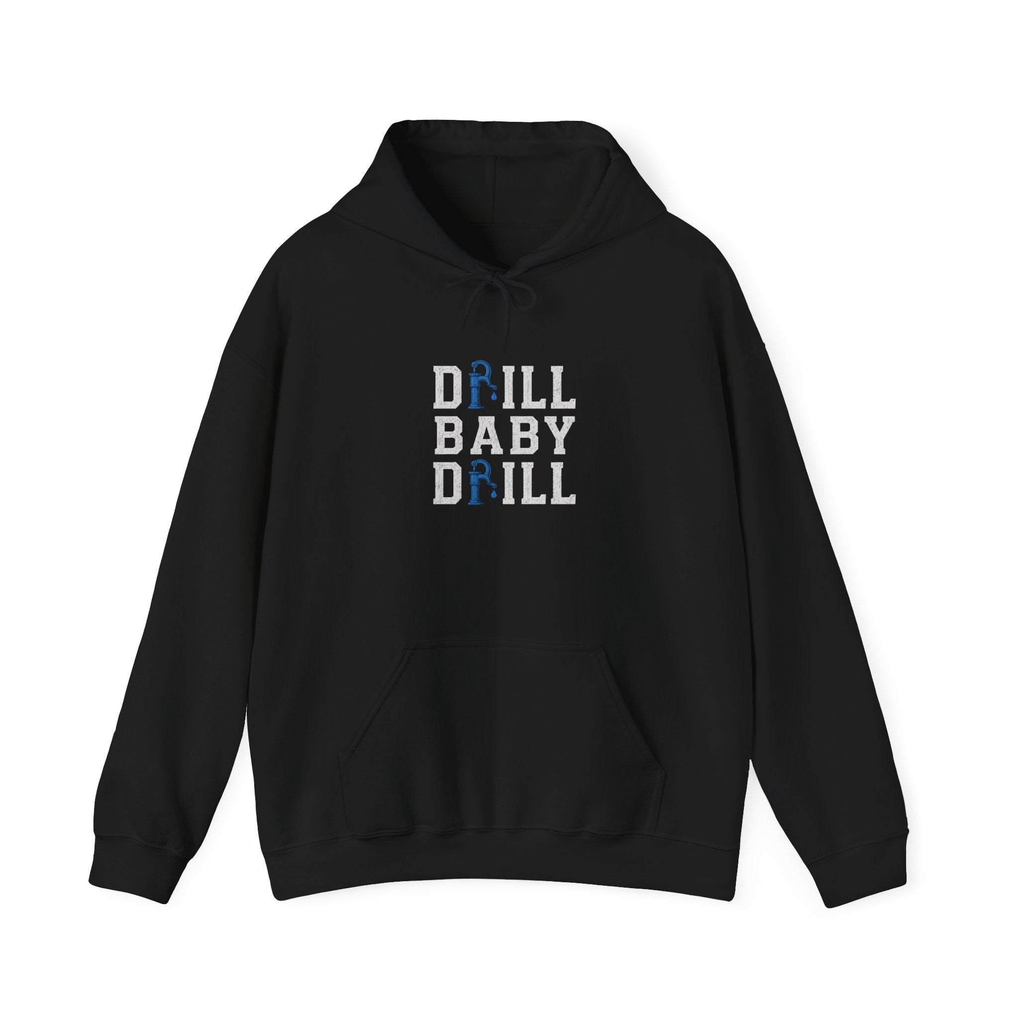 Fishing Hoodie — 'Groundwater Outfitters' Logo & 'Drill Baby Drill' Graphic Pullover