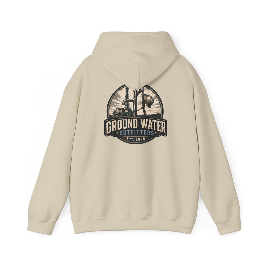 Fishing Hoodie — 'Groundwater Outfitters' Logo & 'Drill Baby Drill' Graphic Pullover