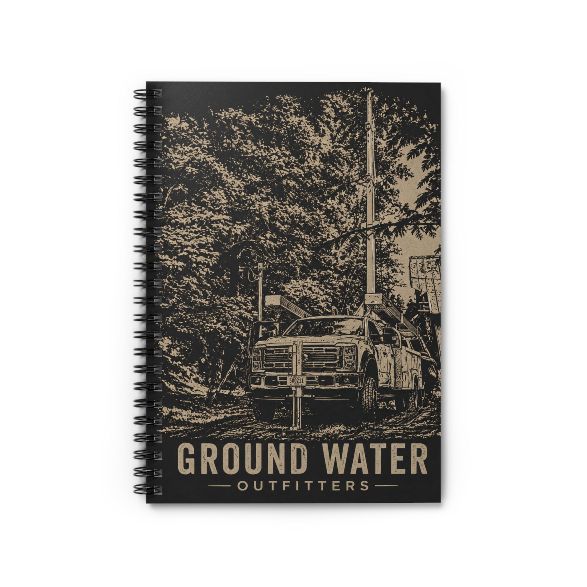Ground Water Outfitters Spiral Notebook — Outdoor Drilling Vintage Cover (Ruled)