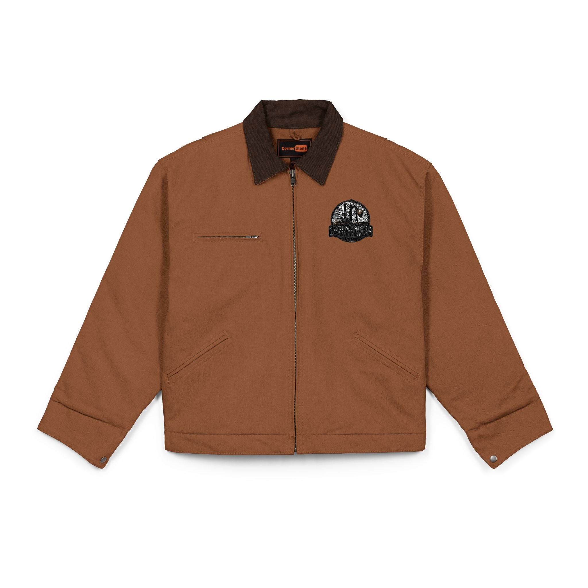 Work Jacket — Small Floral Skull Chest Patch