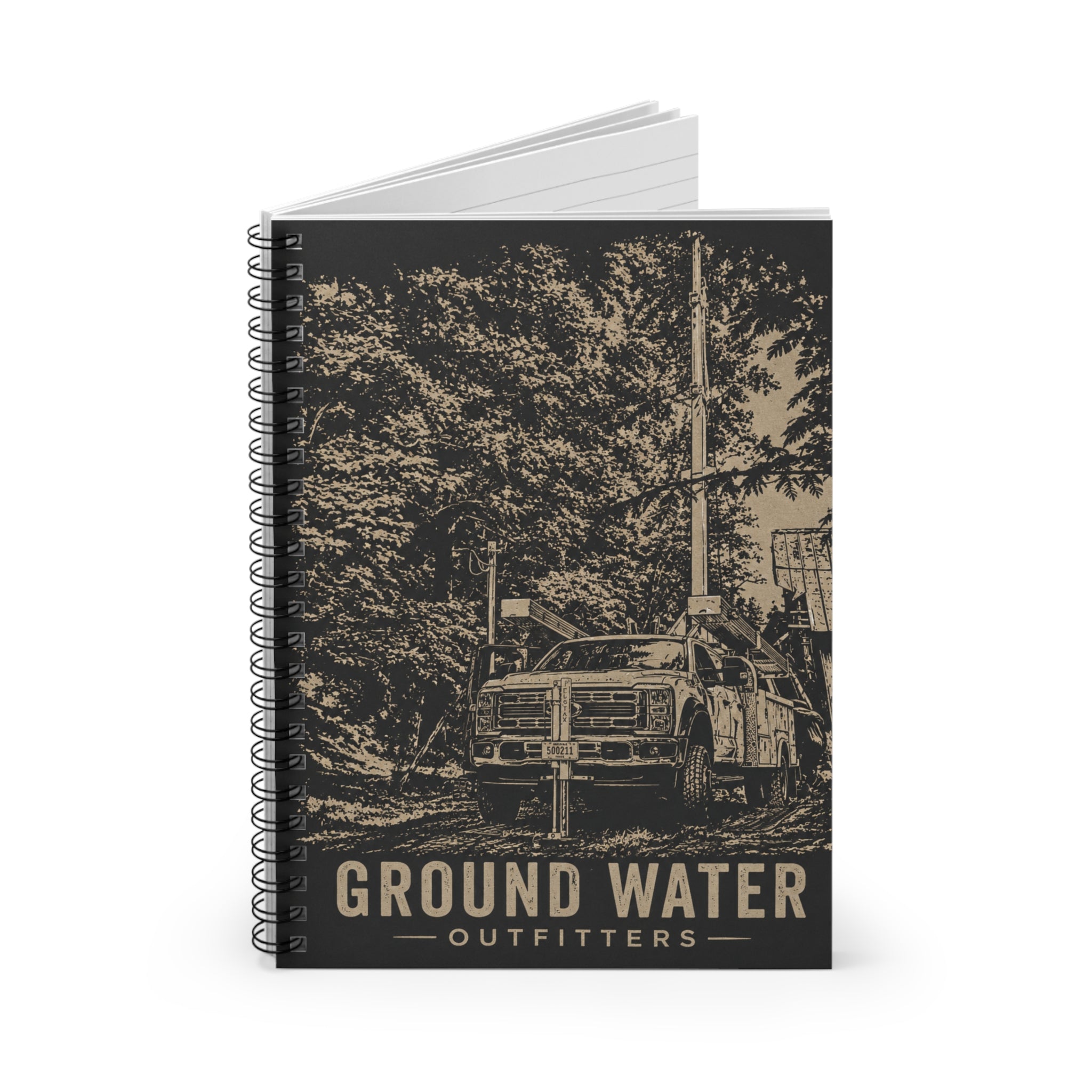 Ground Water Outfitters Spiral Notebook — Outdoor Drilling Vintage Cover (Ruled)