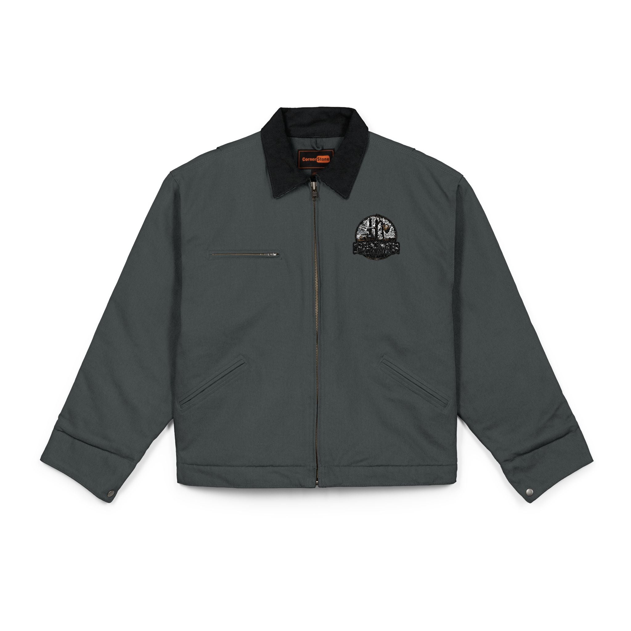 Work Jacket — Small Floral Skull Chest Patch