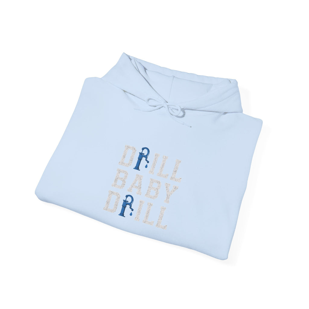 Fishing Hoodie — 'Groundwater Outfitters' Logo & 'Drill Baby Drill' Graphic Pullover