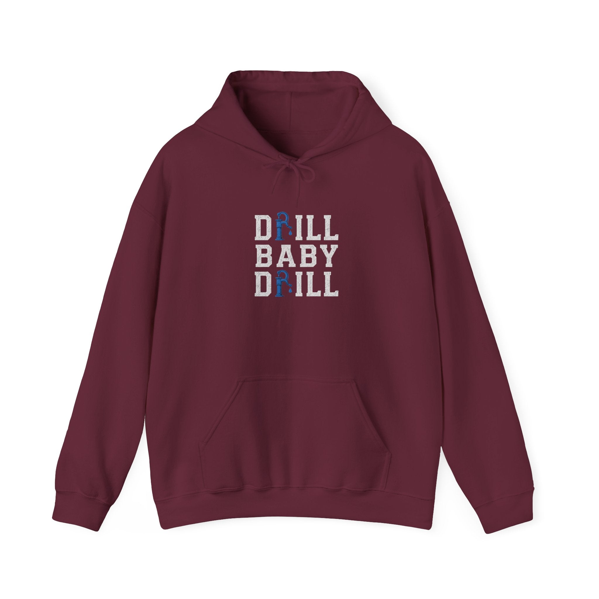 Fishing Hoodie — 'Groundwater Outfitters' Logo & 'Drill Baby Drill' Graphic Pullover