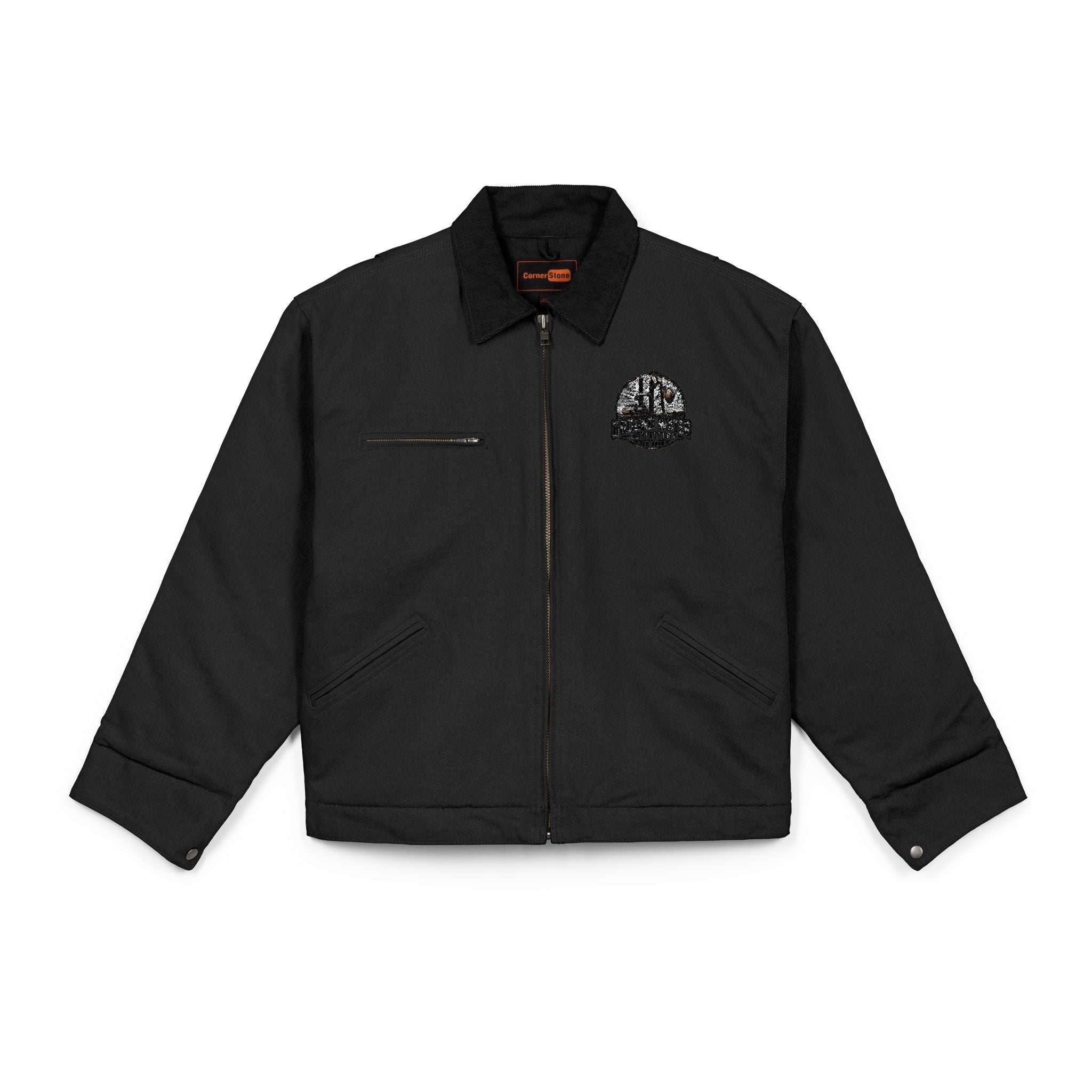 Work Jacket — Small Floral Skull Chest Patch