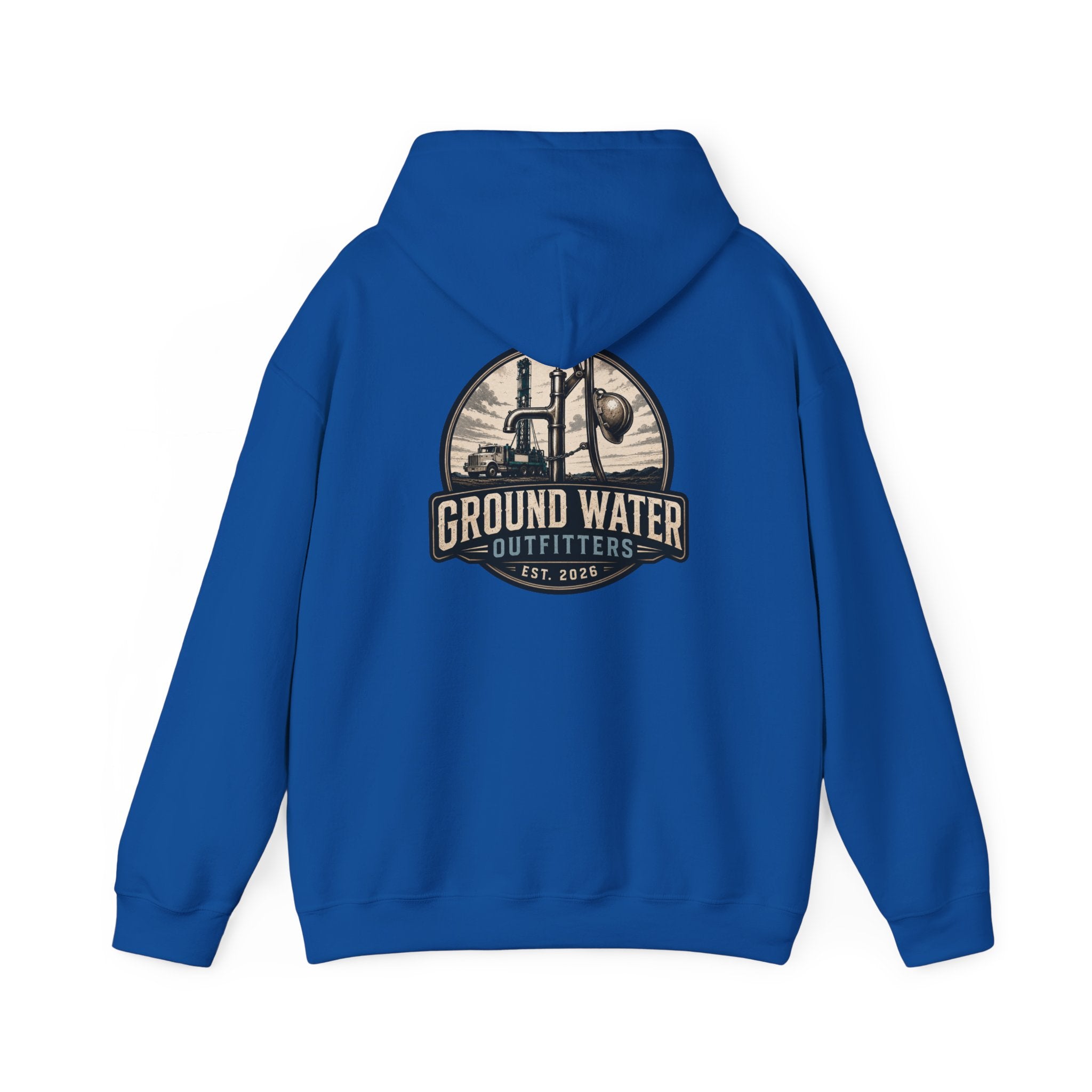 Fishing Hoodie — 'Groundwater Outfitters' Logo & 'Drill Baby Drill' Graphic Pullover