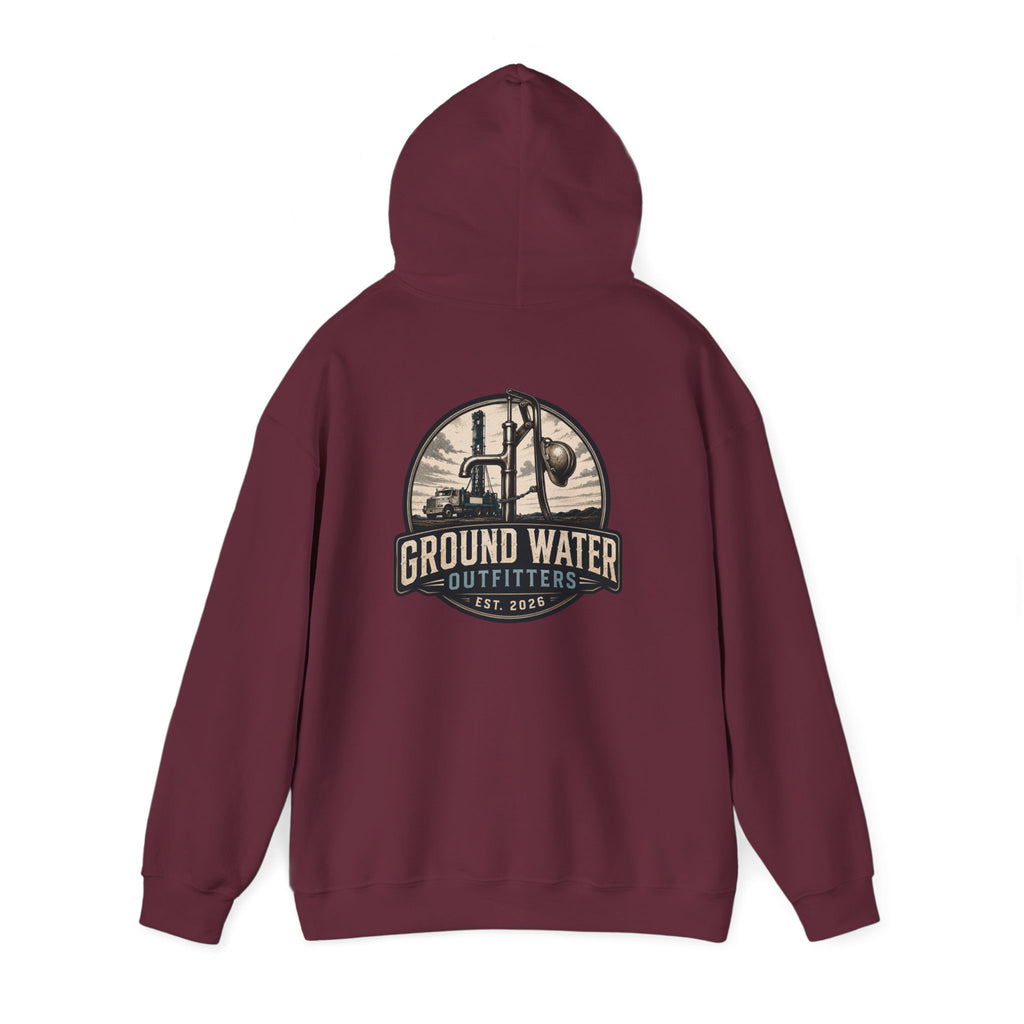 Fishing Hoodie — 'Groundwater Outfitters' Logo & 'Drill Baby Drill' Graphic Pullover