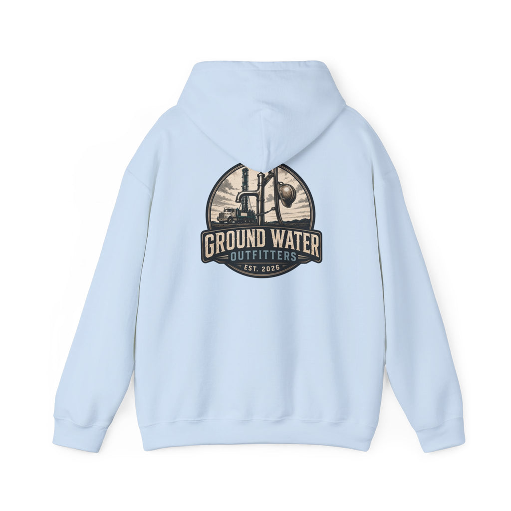 Fishing Hoodie — 'Groundwater Outfitters' Logo & 'Drill Baby Drill' Graphic Pullover