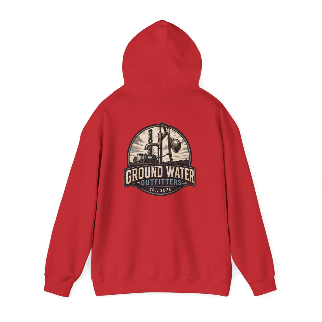 Fishing Hoodie — 'Groundwater Outfitters' Logo & 'Drill Baby Drill' Graphic Pullover