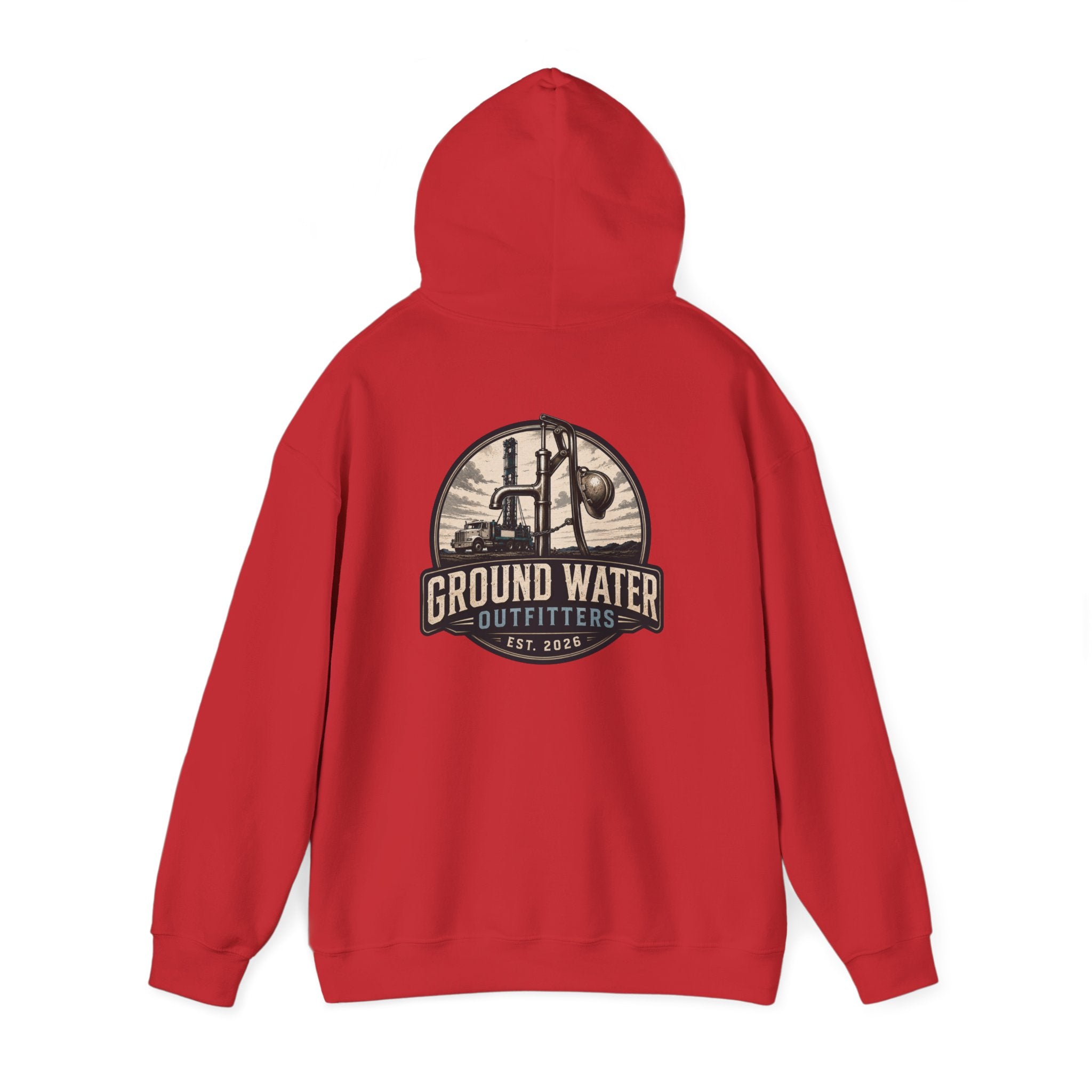 Fishing Hoodie — 'Groundwater Outfitters' Logo & 'Drill Baby Drill' Graphic Pullover